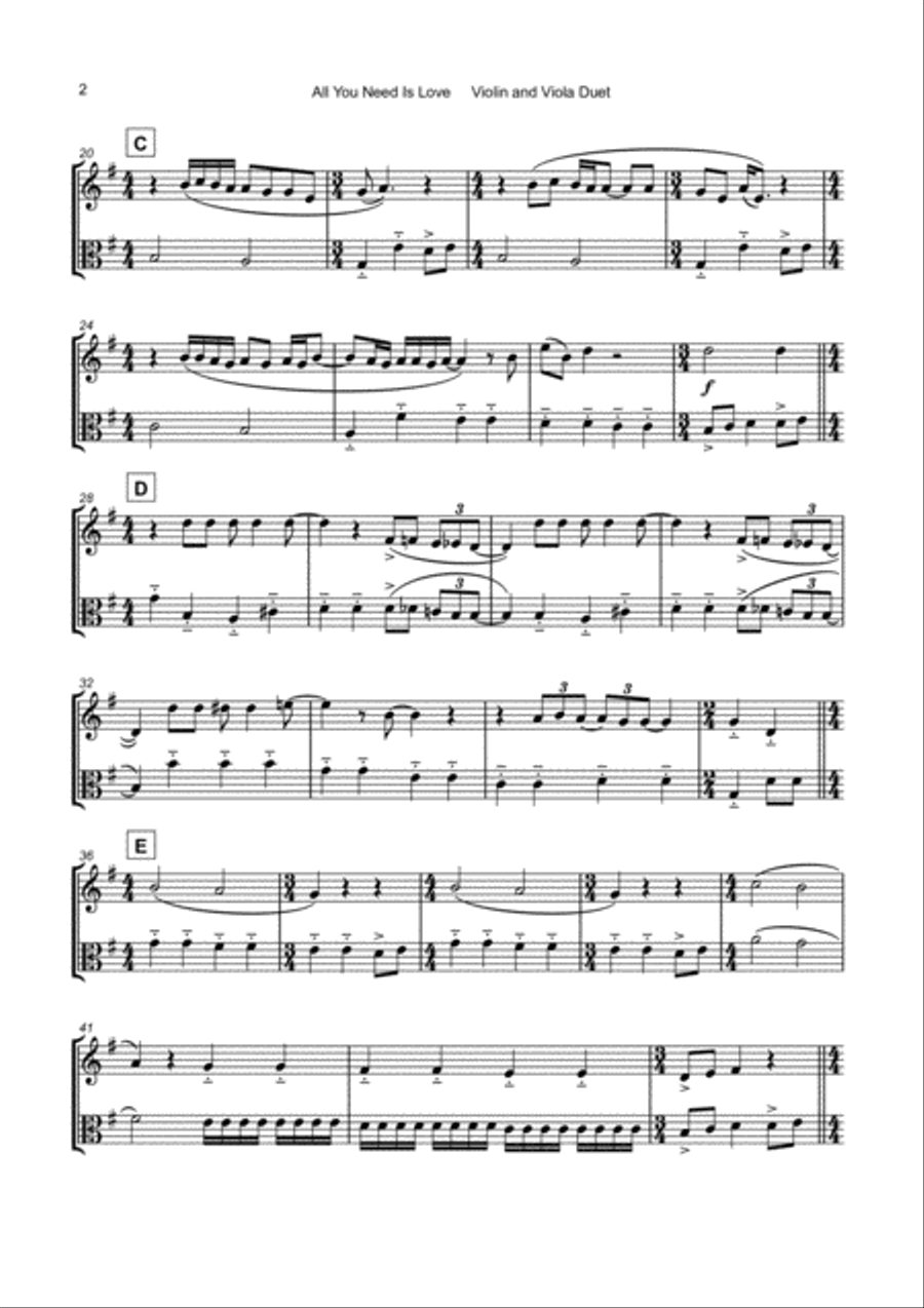 All You Need Is Love String Duet scores gallery preview page 3