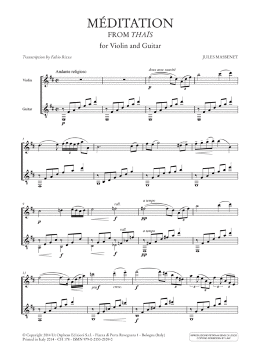Méditation from ‘Thaïs’ for Violin and Guitar Violin scores gallery preview page 2