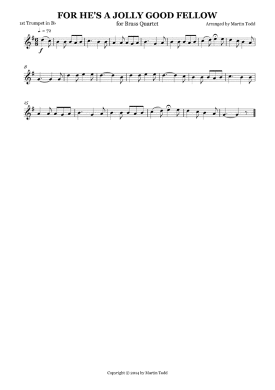 For He's a Jolly Good Fellow for Brass Quartet Brass Quartet scores gallery preview page 2