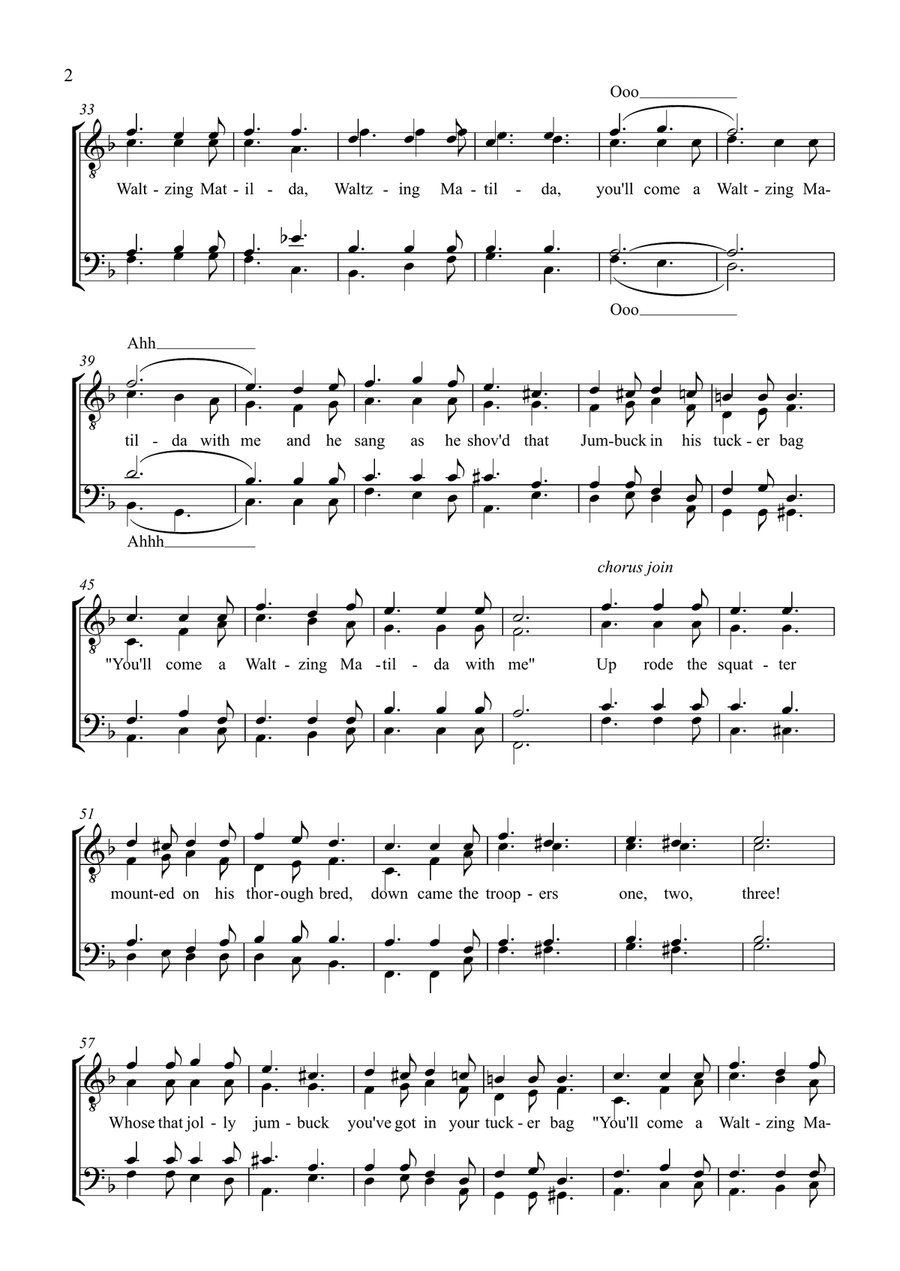 Waltzing Matilda TTBB scores gallery preview page 2
