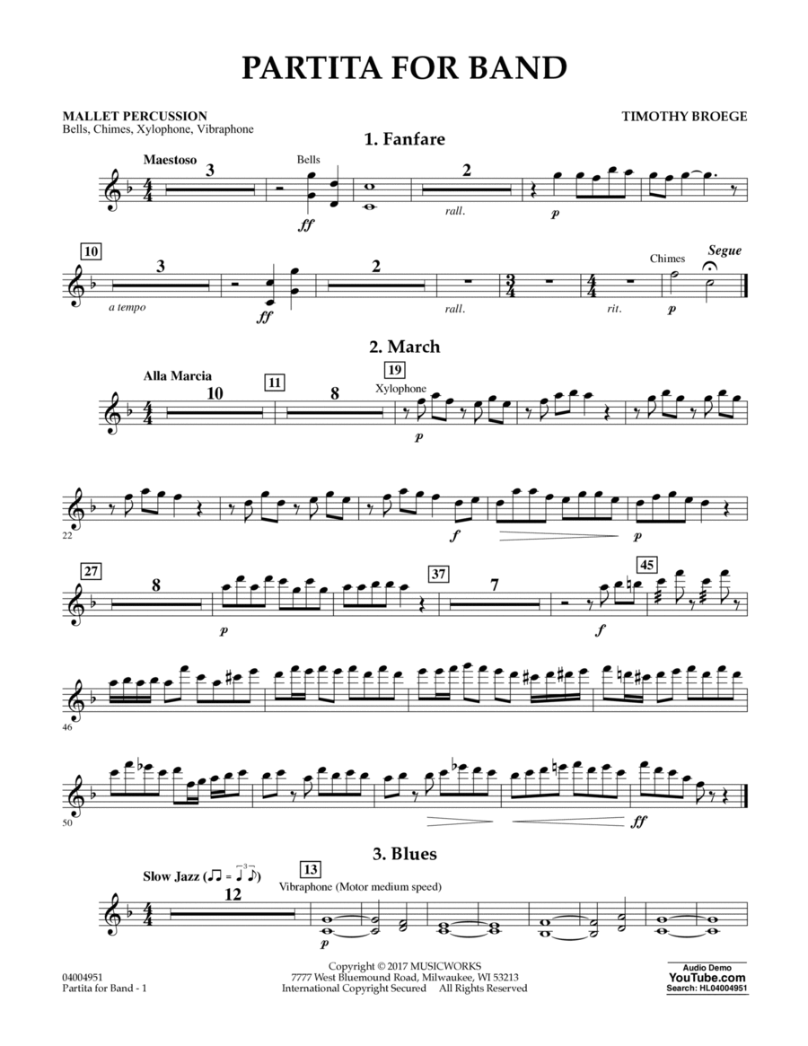 Partita for Band - Mallet Percussion Percussion scores gallery preview page 1