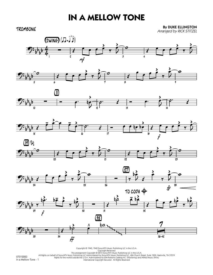 In a Mellow Tone - Trombone Jazz Ensemble scores gallery preview page 1