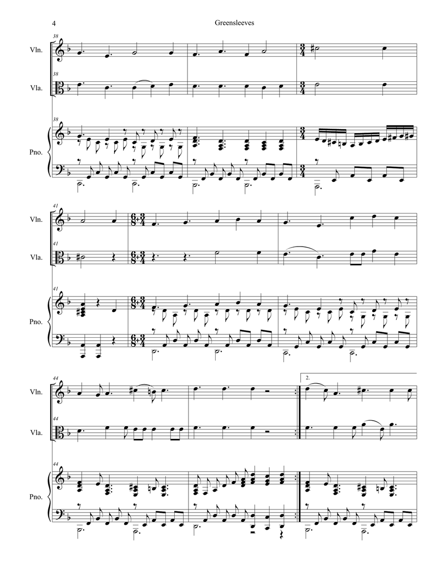 Greensleeves (Duet for Violin and Viola)