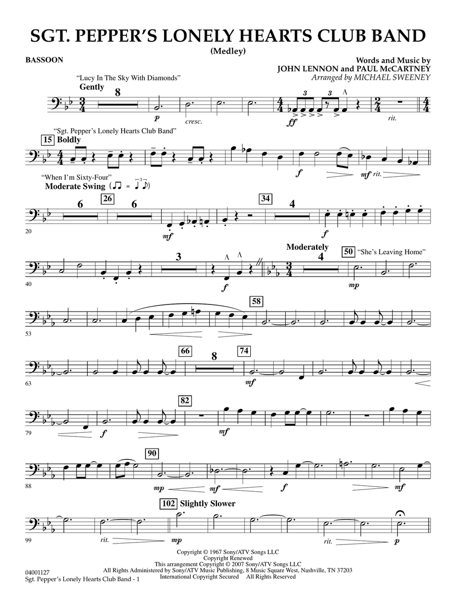 Sgt. Pepper's Lonely Hearts Club Band (Medley) (arr. Michael Sweeney) - Bassoon