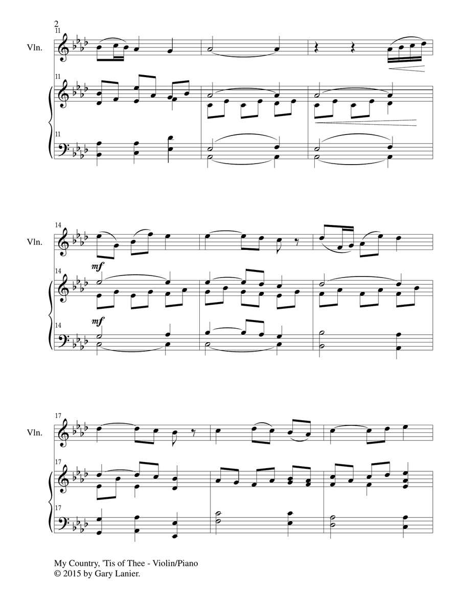 MY COUNTRY, ‘TIS OF THEE (Duet – Violin and Piano/Score and Parts) Violin scores gallery preview page 3