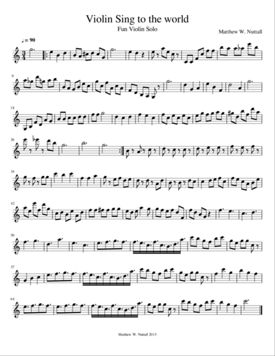 Violin Sing to the world Violin Solo scores gallery preview page 1