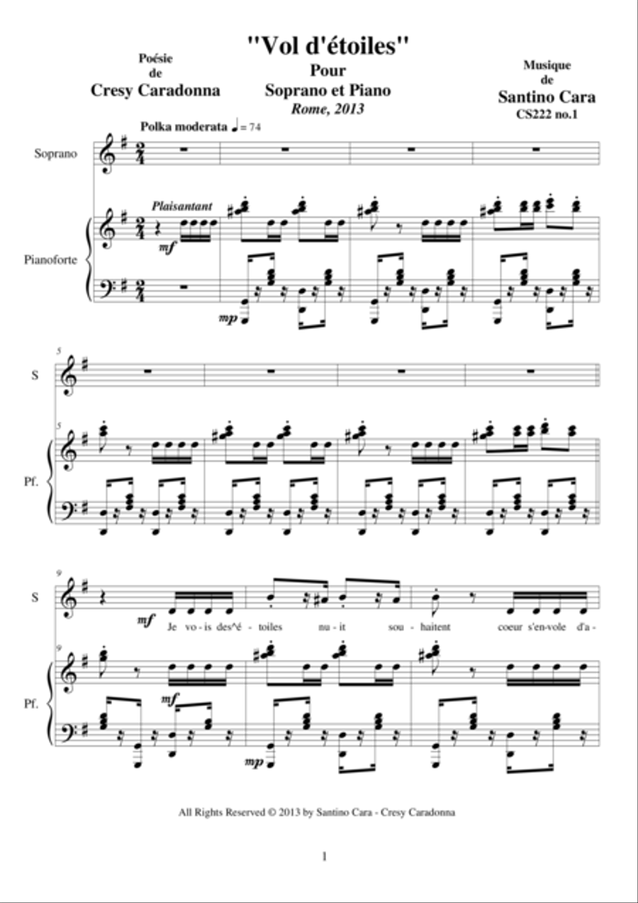 Quatre Chansons lyriques pour Soprano et piano Voice scores gallery preview page 1
