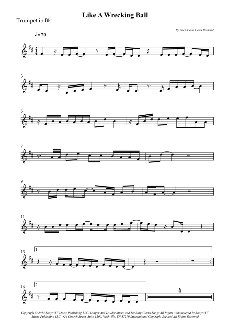 Like A Wrecking Ball B-Flat Trumpet scores gallery preview page 1