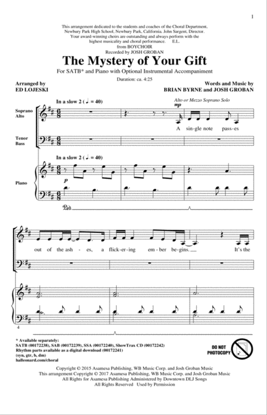 The Mystery Of Your Gift The Mystery Of Your Gift 4-Part scores gallery preview page 1
