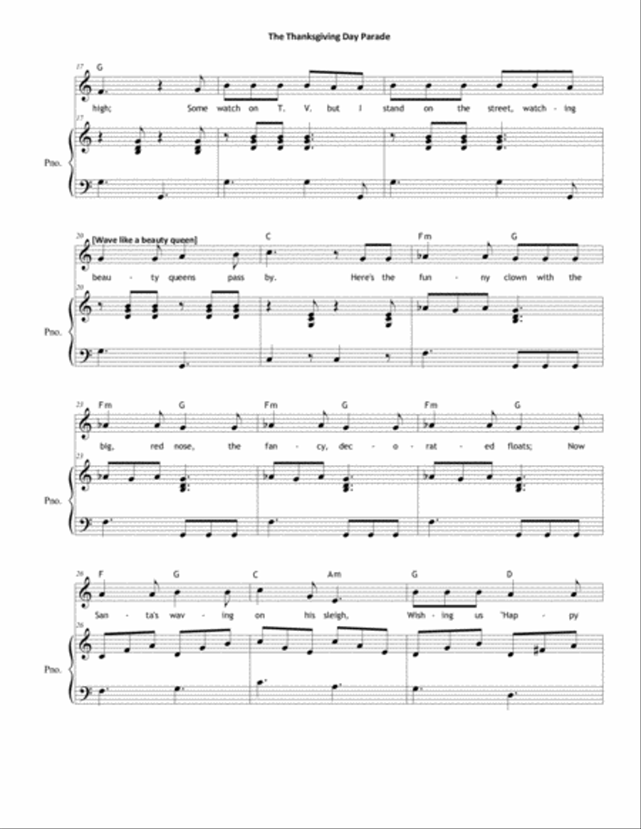 The Thanksgiving Day Parade Unison Choir scores gallery preview page 2