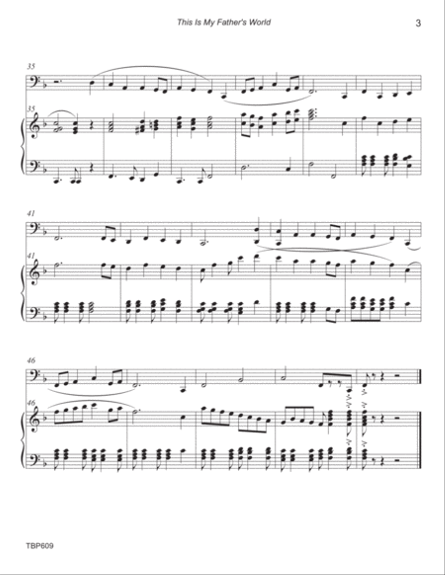 THIS IS MY FATHER'S WORLD - TUBA SOLO with Piano Accompaniment (Medium Easy) Piano scores gallery preview page 3