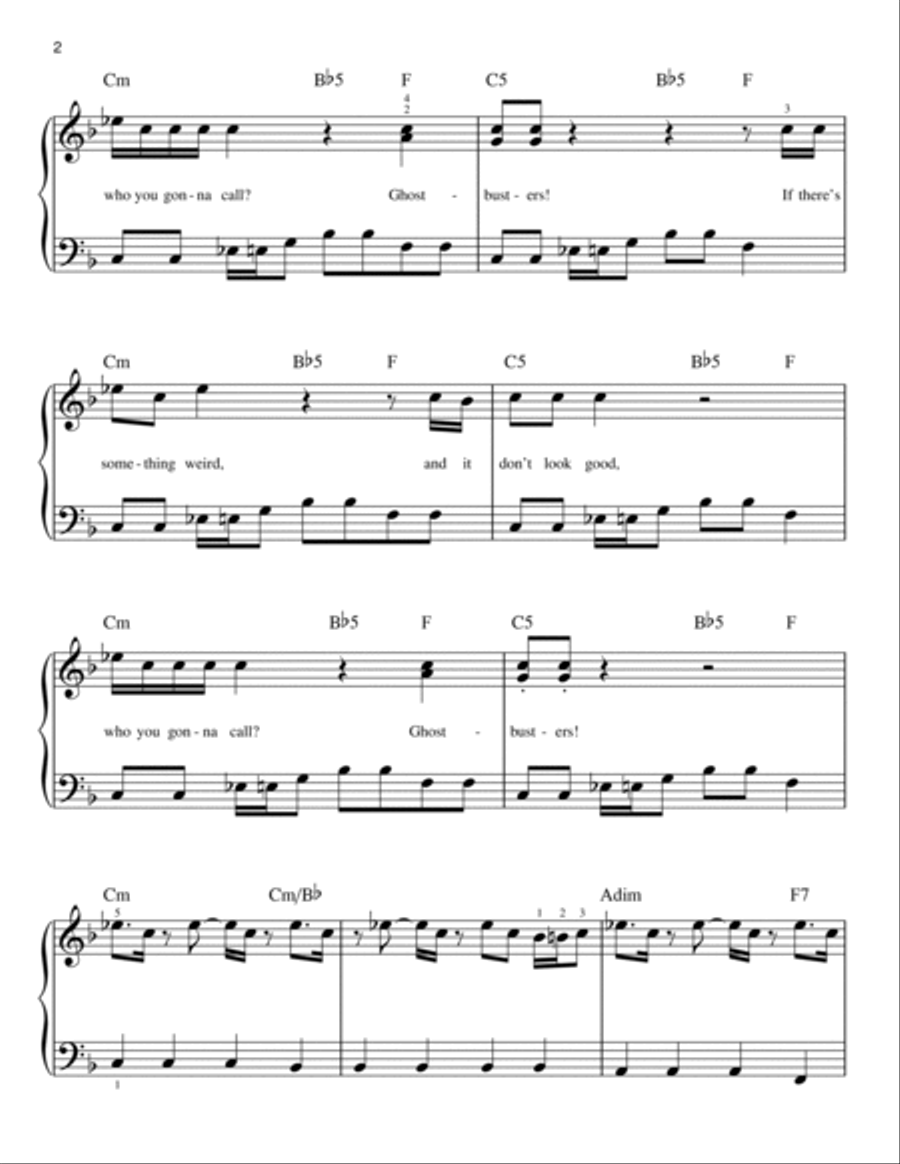 Ghostbusters Easy Piano scores gallery preview page 2