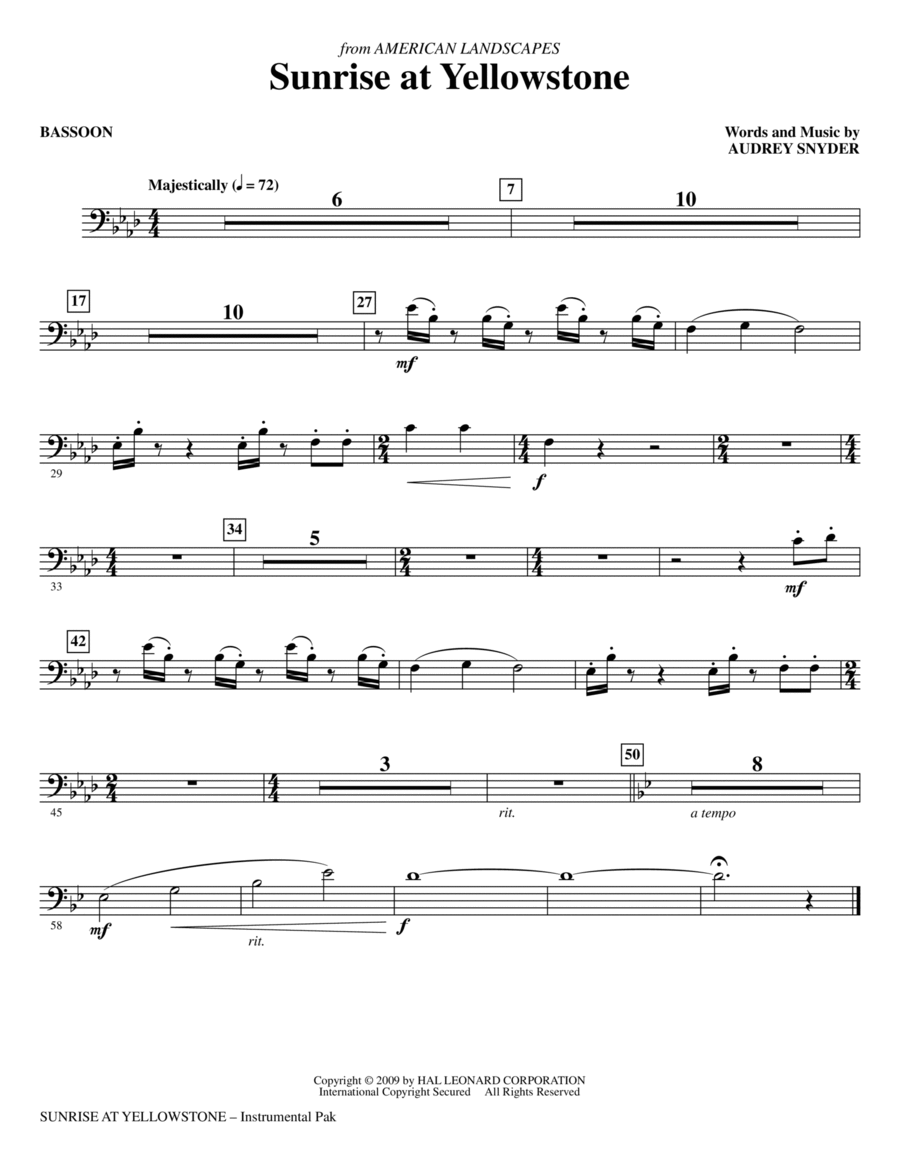 Sunrise At Yellowstone - Bassoon Choir scores gallery preview page 1