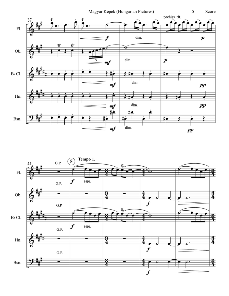Magyar Kepek Woodwind Quintet scores gallery preview page 6