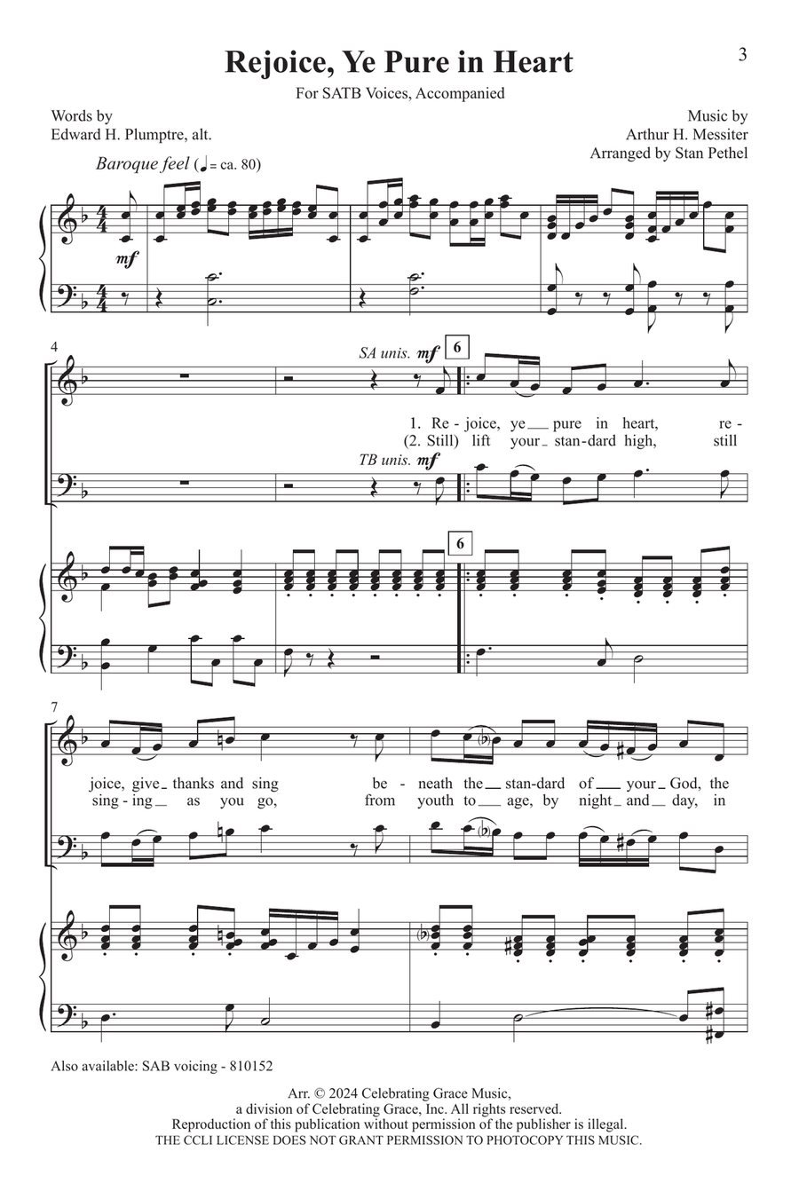 Rejoice, Ye Pure in Heart SATB 4-Part scores gallery preview page 2