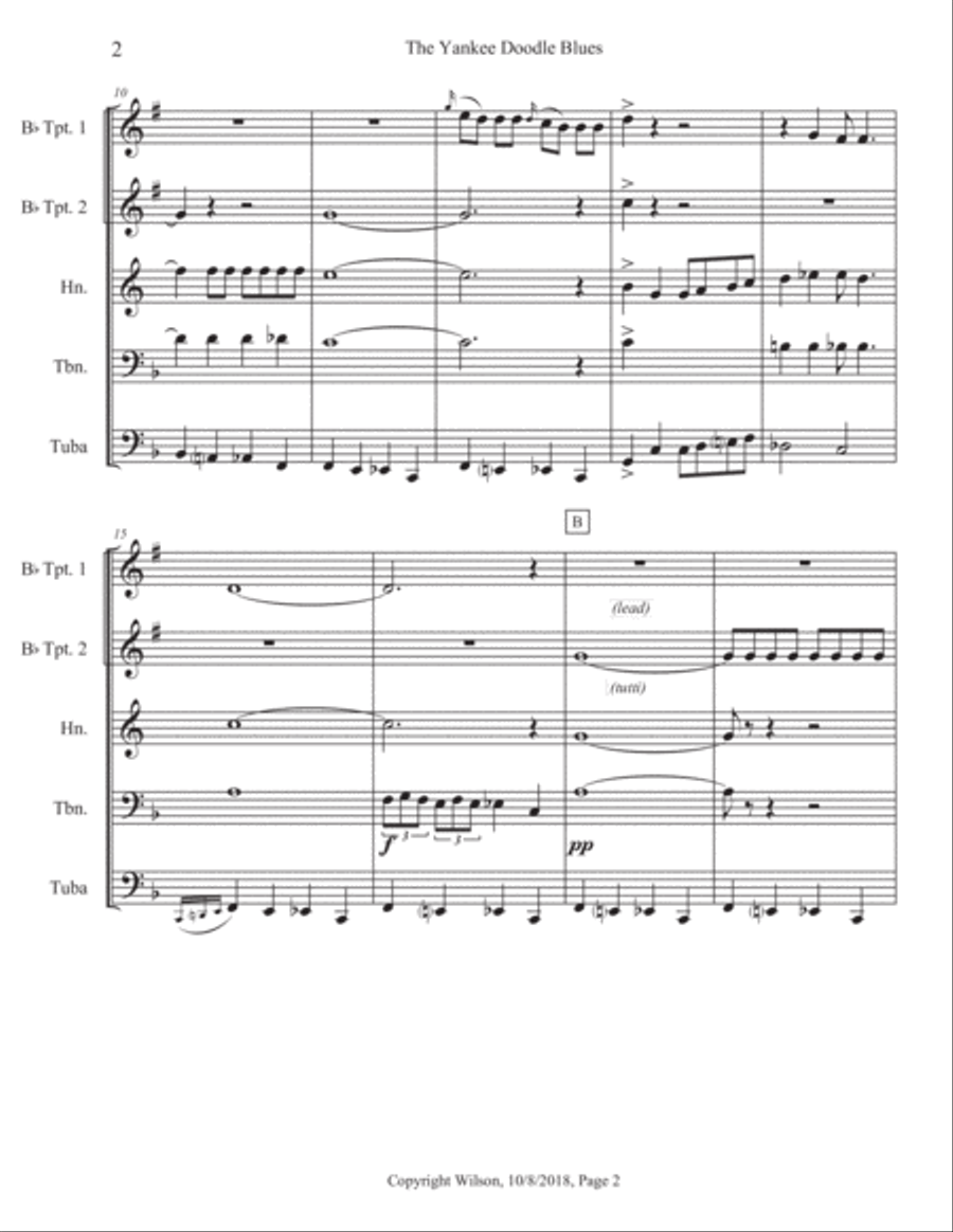 The Yankee Doodle Blues Brass Quintet scores gallery preview page 3