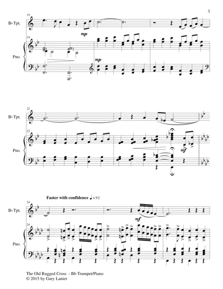 THE OLD RUGGED CROSS (Duet – Bb Trumpet and Piano/Score and Parts) image number null