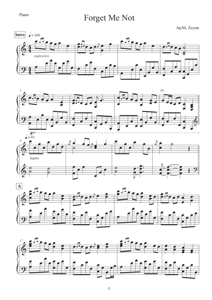 Forget Me Not Forget Me Not Piano Solo scores gallery preview page 1