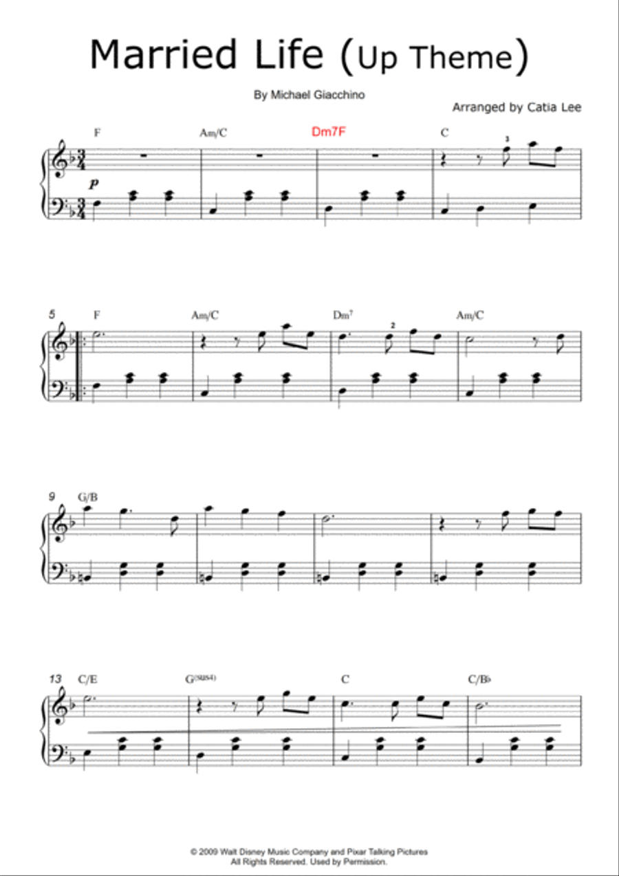 Married Life Piano Solo scores gallery preview page 2