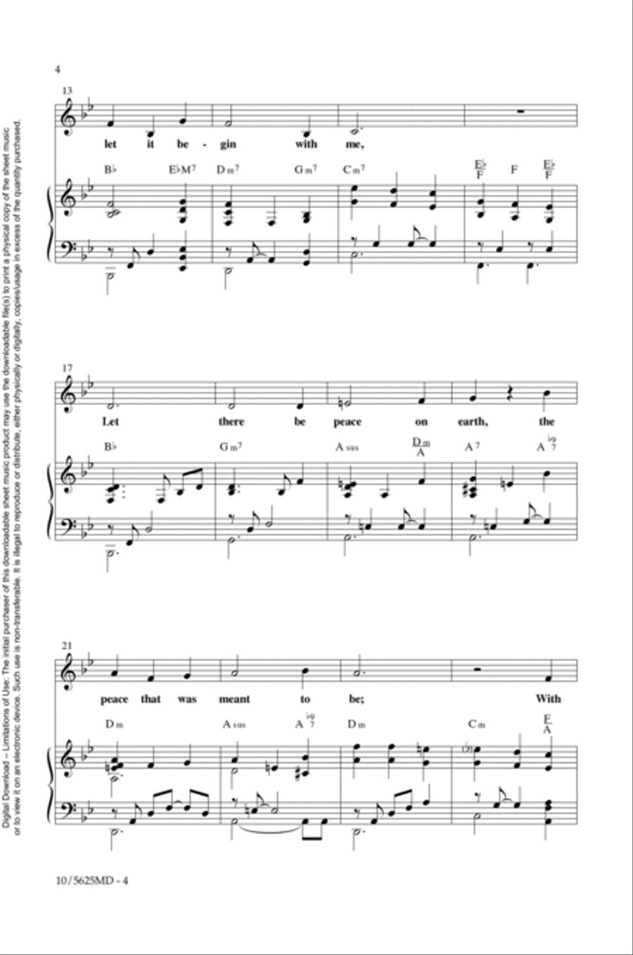 Let There Be Peace on Earth 4-Part scores gallery preview page 4