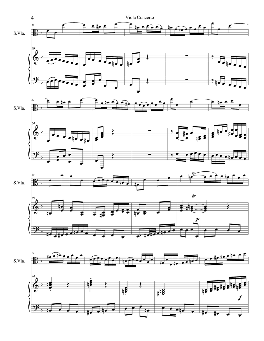 Viola Concerto in D Minor Piano scores gallery preview page 4