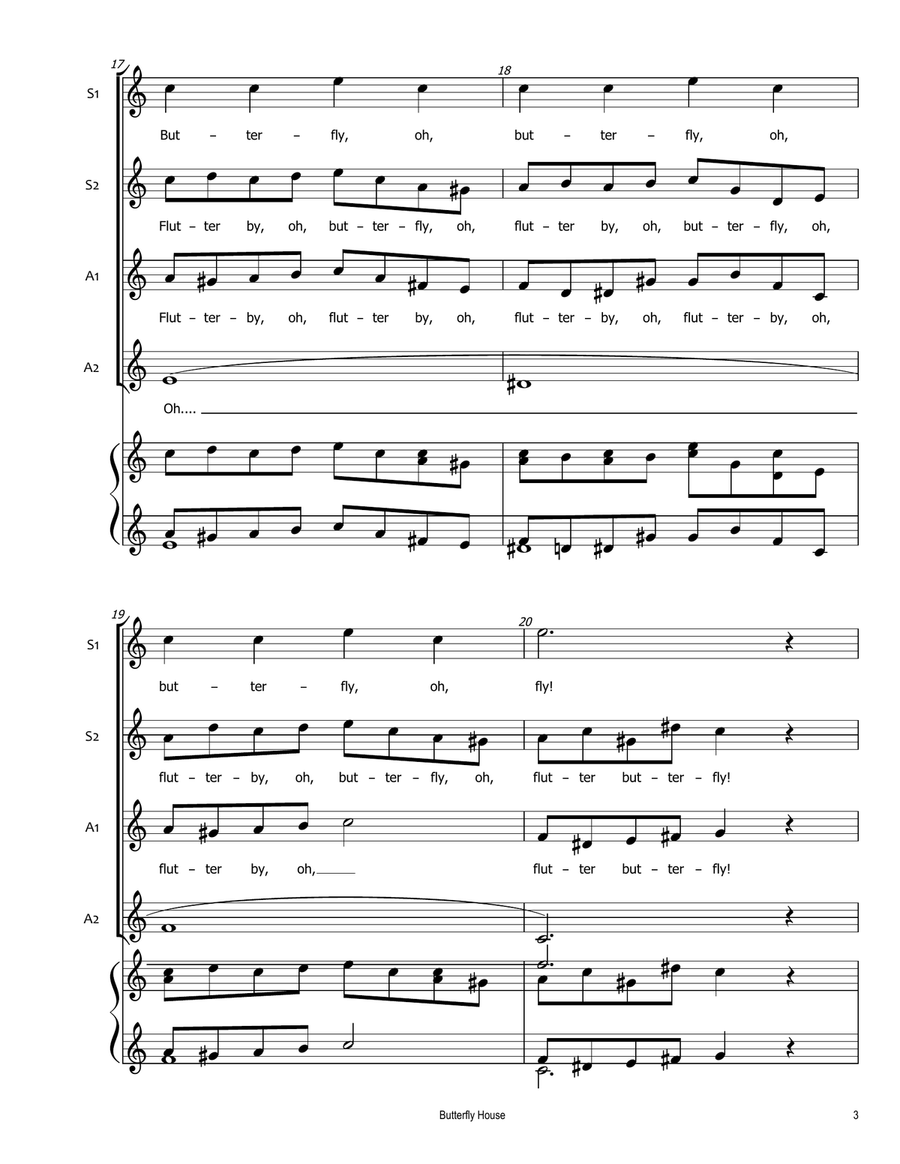 Butterfly House (Lepidopterium) SSAA Acapella SSAA scores gallery preview page 4