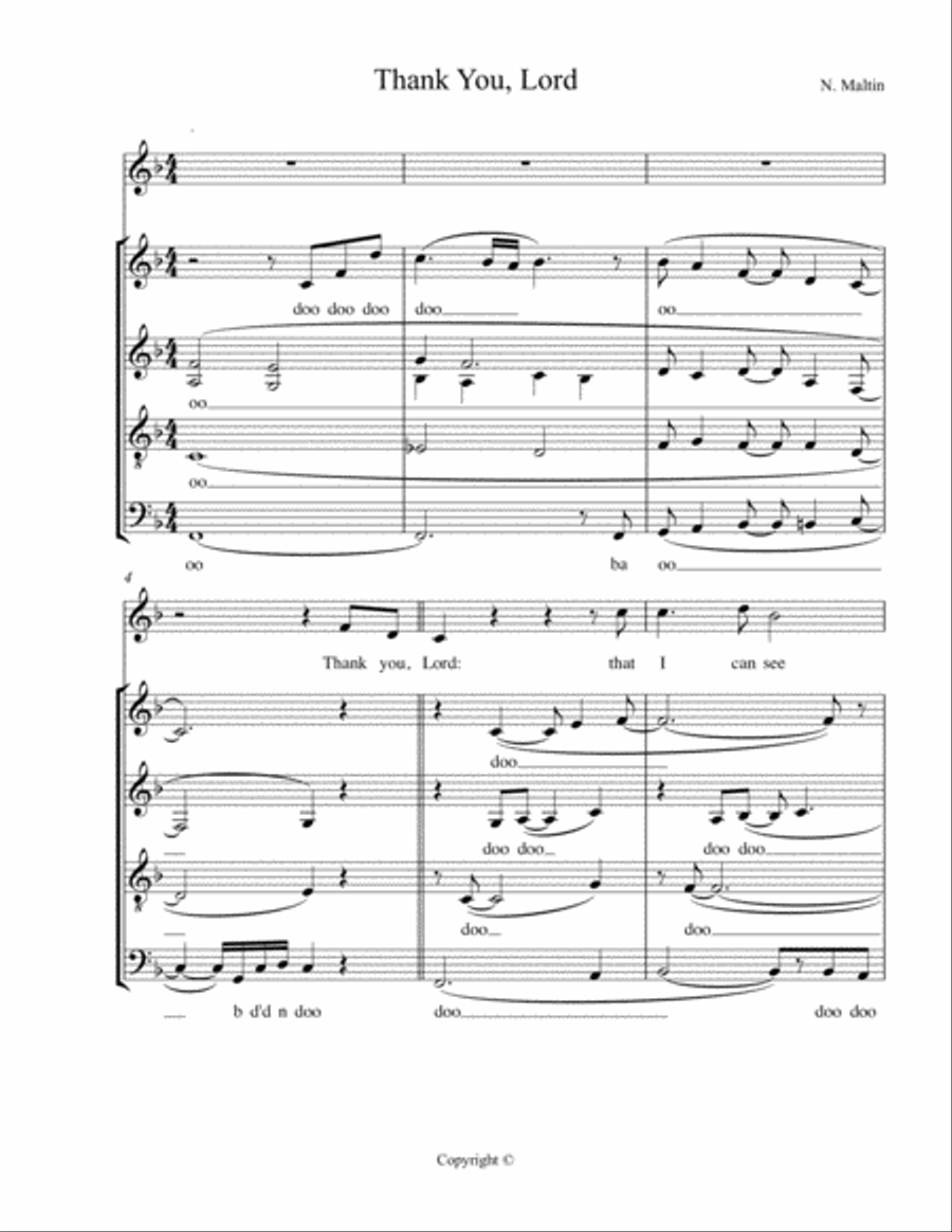 Thank You, Lord Thank You, Lord 4-Part scores gallery preview page 1