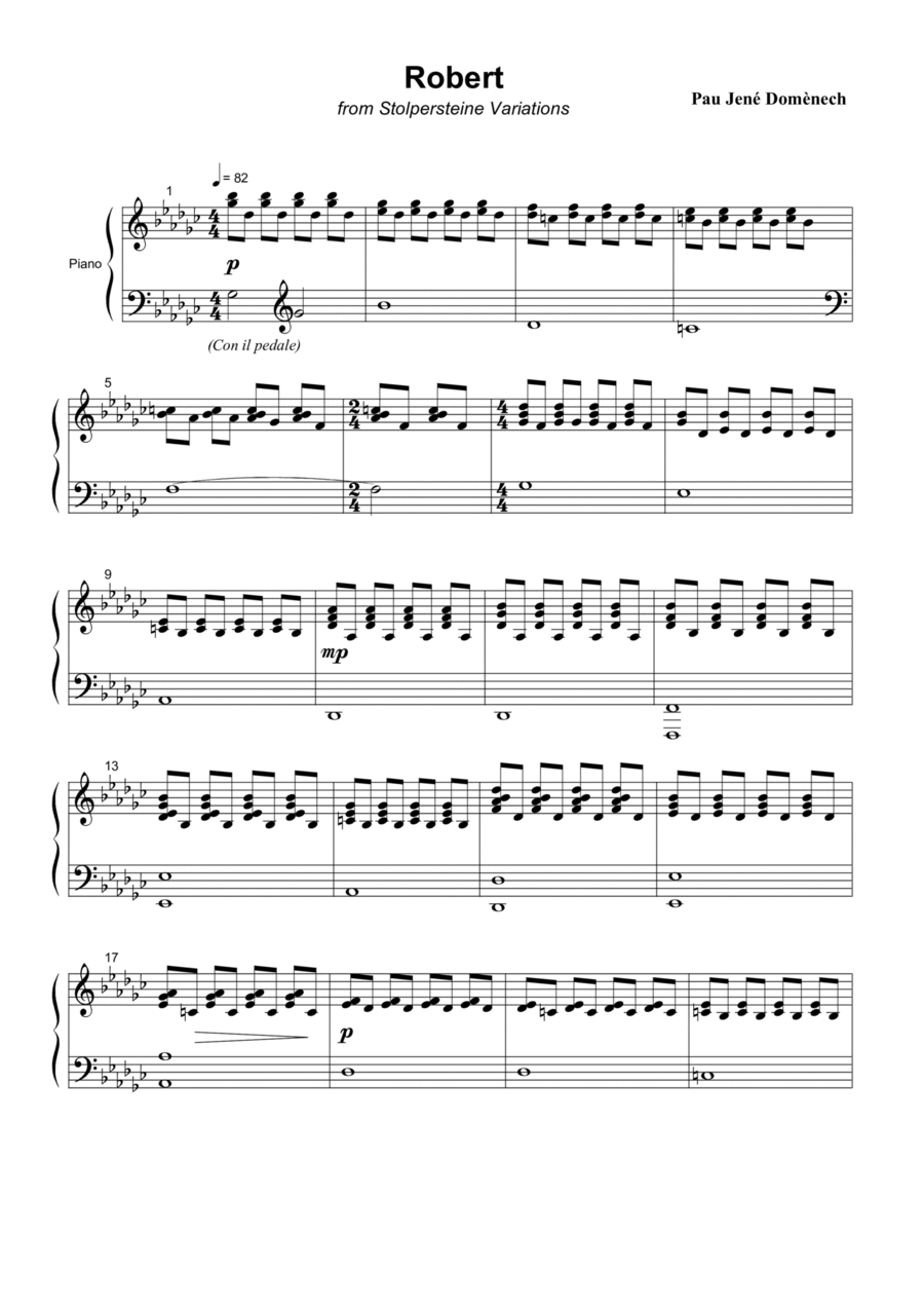 Robert, Stolpersteine Variations Piano Solo scores gallery preview page 1