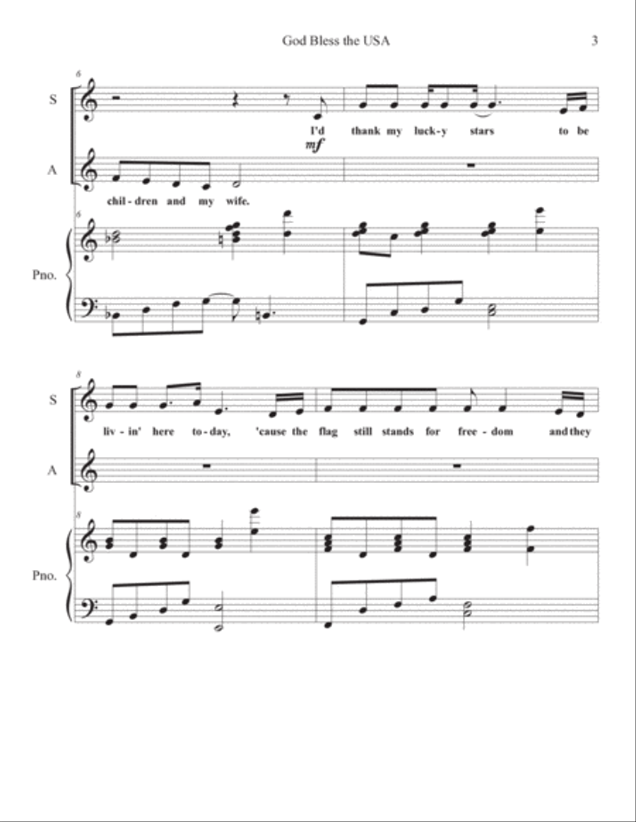 God Bless The U.s.a. Alto Voice scores gallery preview page 3