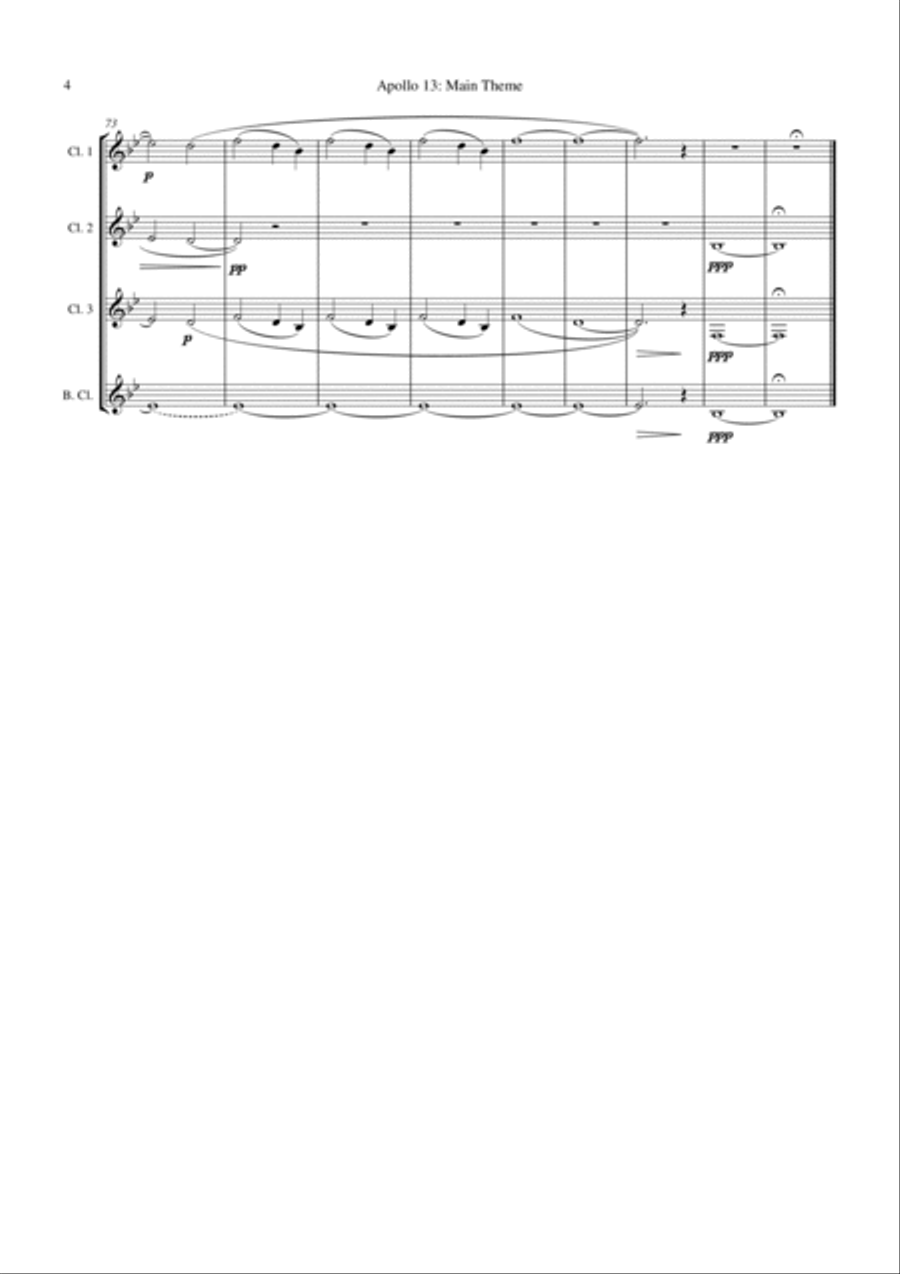 Main Title - Apollo 13 Clarinet Quartet scores gallery preview page 6