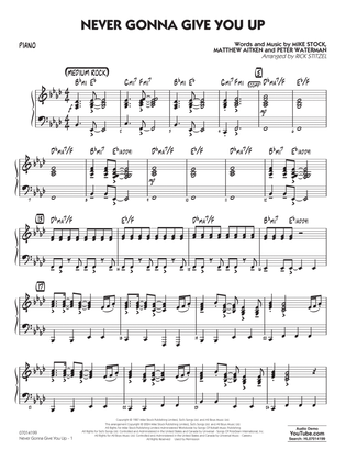 Book cover for Never Gonna Give You Up (arr. Rick Stitzel) - Piano