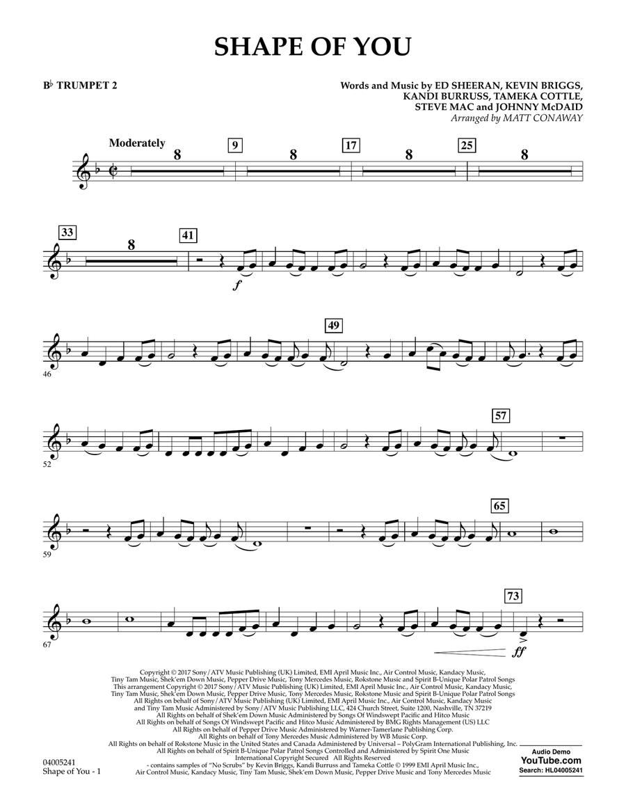 Shape of You - Bb Trumpet 2 B-Flat Trumpet scores gallery preview page 1