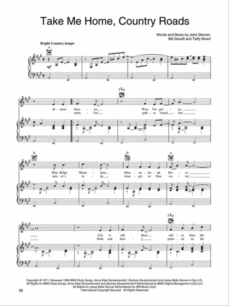 John Denver Piano, Vocal, Guitar scores gallery preview page 4