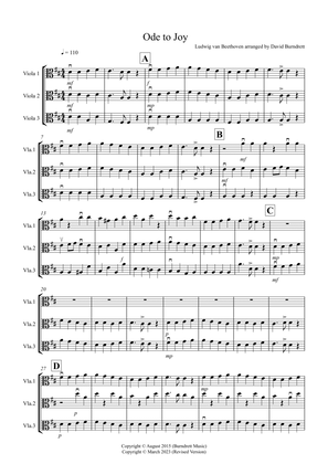 Book cover for Ode to Joy for Viola Trio