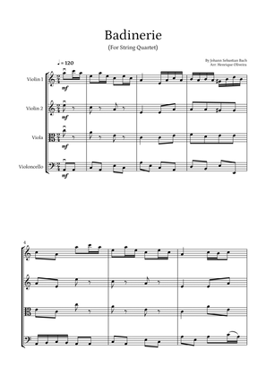 Badinerie by J. S. Bach (For String Quartet)