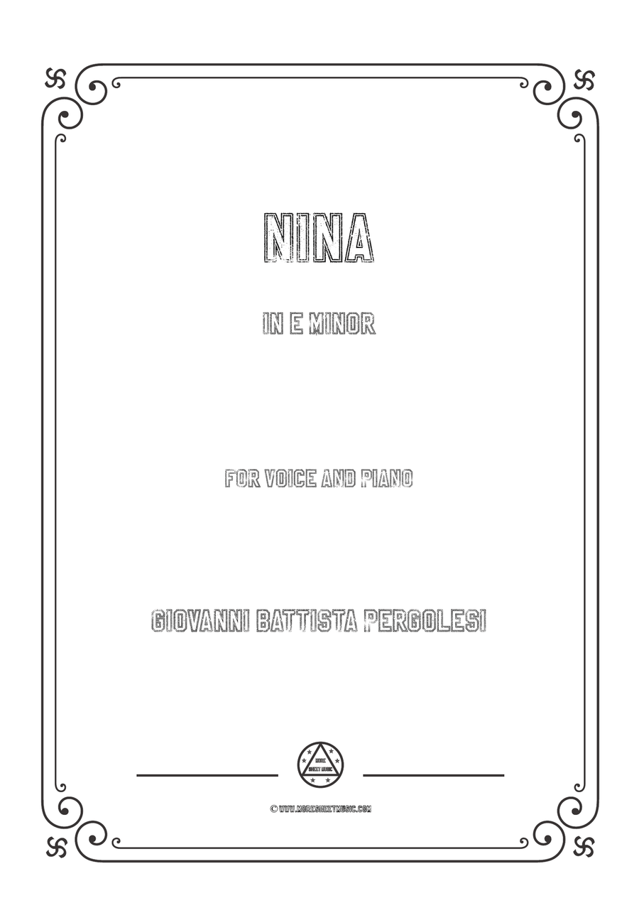 Pergolesi-Nina in e minor,for Voice and Piano Piano, Vocal scores gallery preview page 1