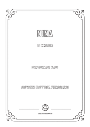 Book cover for Pergolesi-Nina in e minor,for Voice and Piano