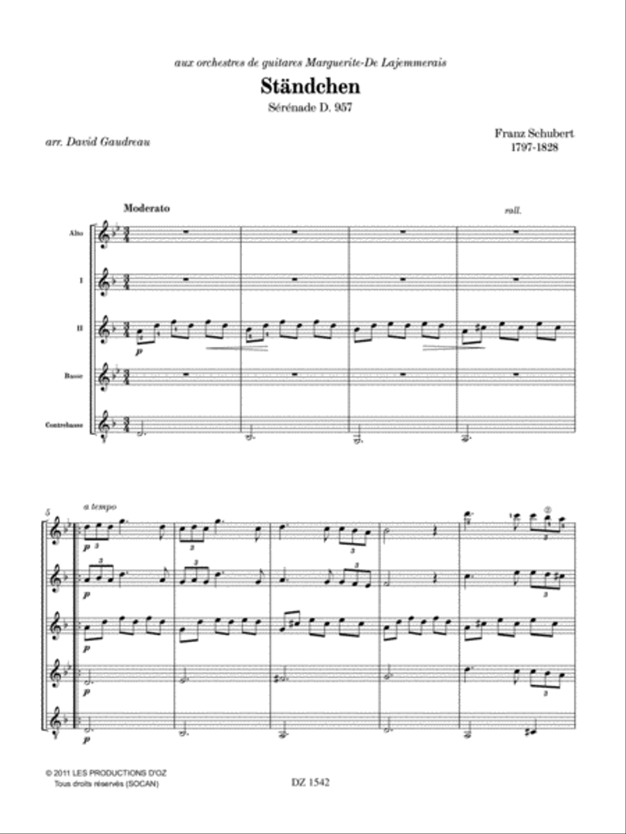 Ständchen, Sérénade D. 957 Guitar Ensemble scores gallery preview page 3