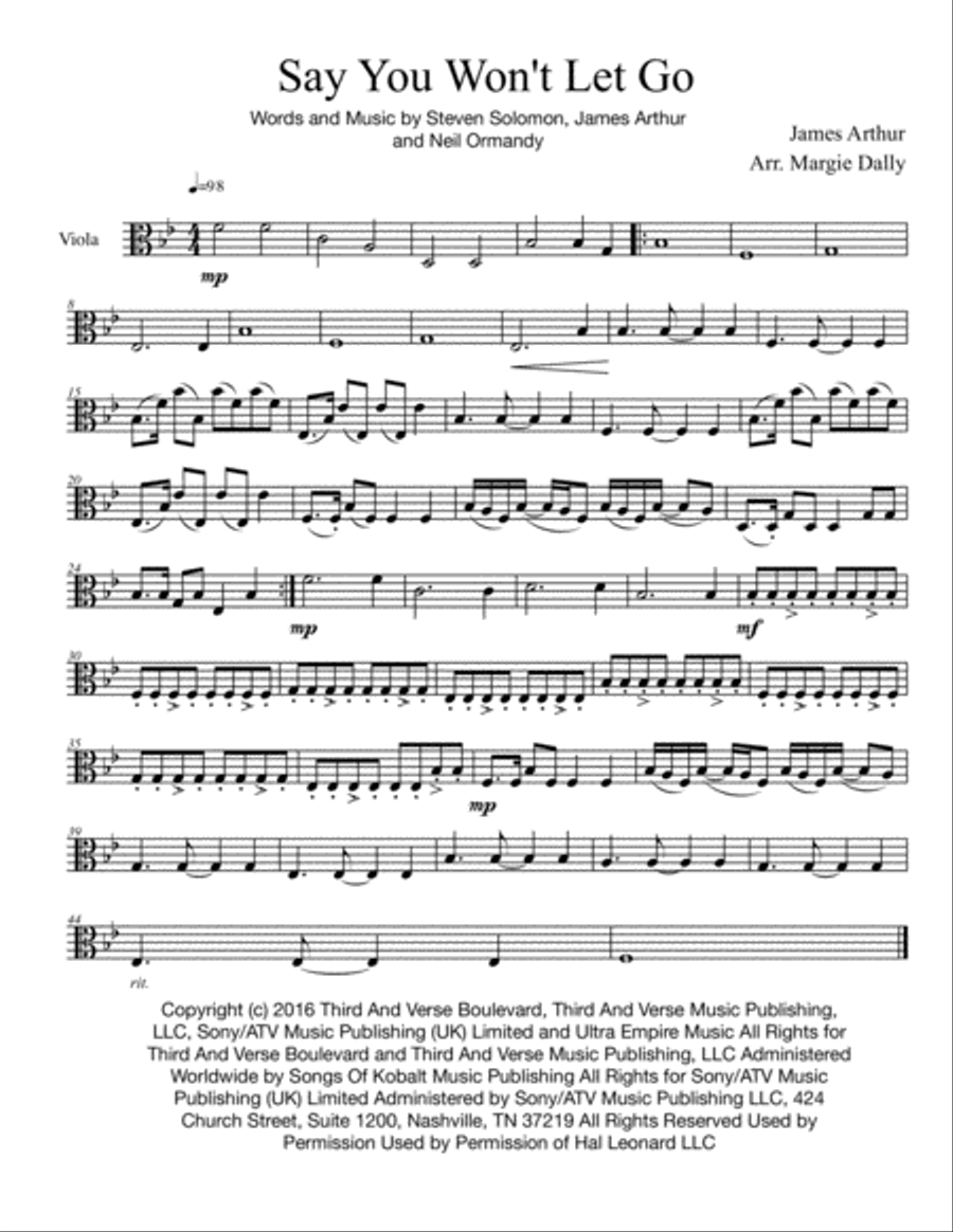 Say You Won't Let Go String Quartet scores gallery preview page 3