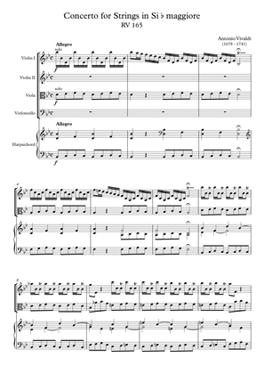Book cover for Concerto for Strings in Si b maggiore RV 165