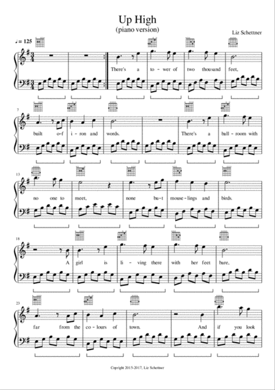 Up High Piano, Vocal, Guitar scores gallery preview page 1
