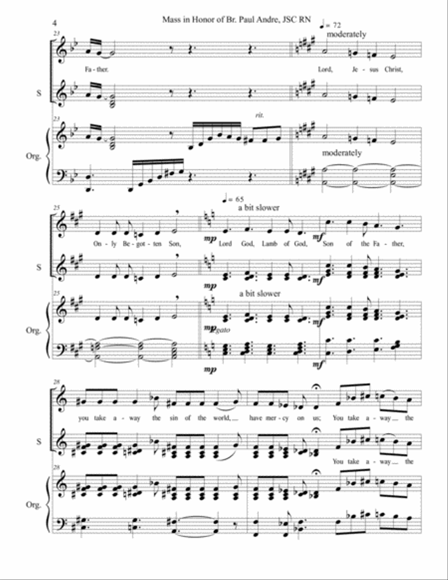 Mass in honor of Br Paul Andre, JSC, RN SSA scores gallery preview page 4
