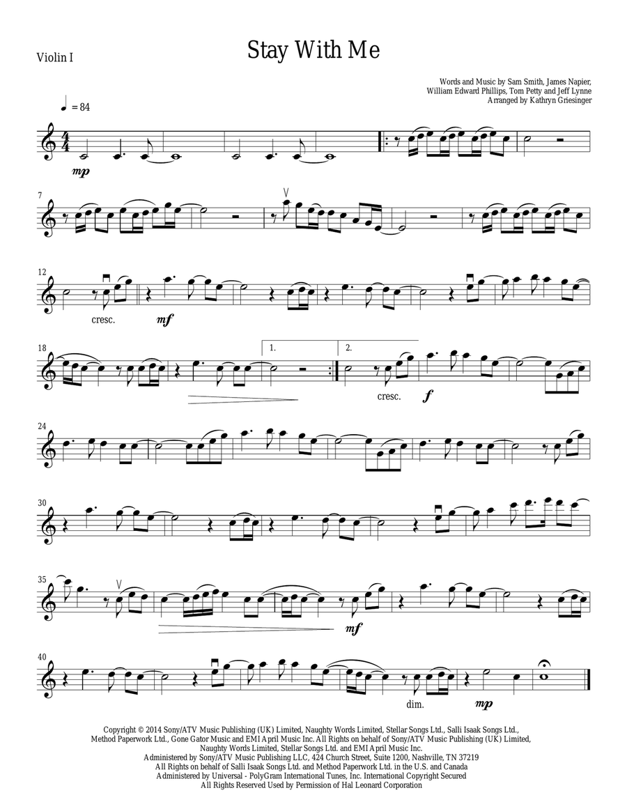 Stay With Me String Quartet scores gallery preview page 1