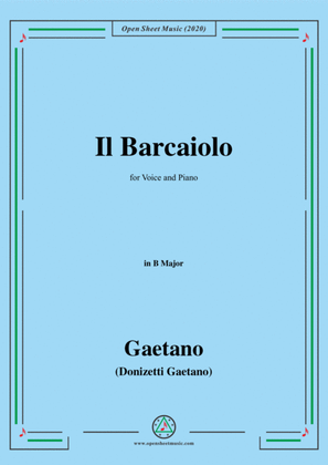 Donizetti-Il Barcaiolo,in B Major,for Voice and Piano