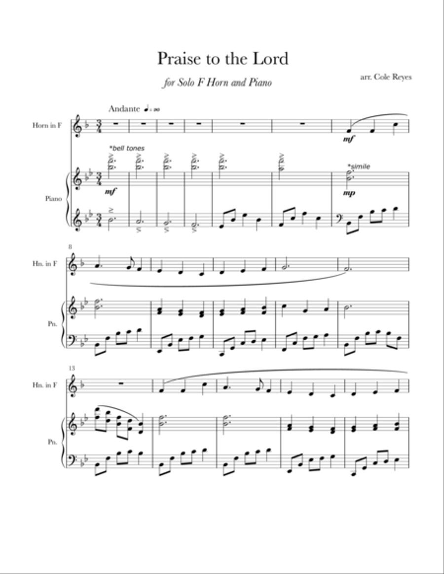 Praise to the Lord Brass Duet scores gallery preview page 1