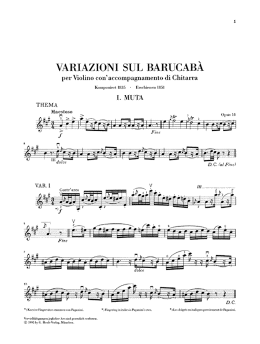 60 Variations on Barucabá for Violin and Guitar Op. 14