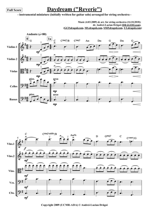 Daydream ("Reverie") - miniature arranged for string orchestra (full score & parts)