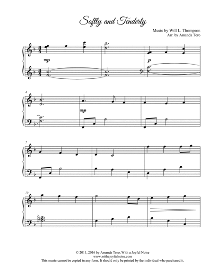 Softly and Tenderly (Jesus is Calling) Piano Solo scores gallery preview page 2