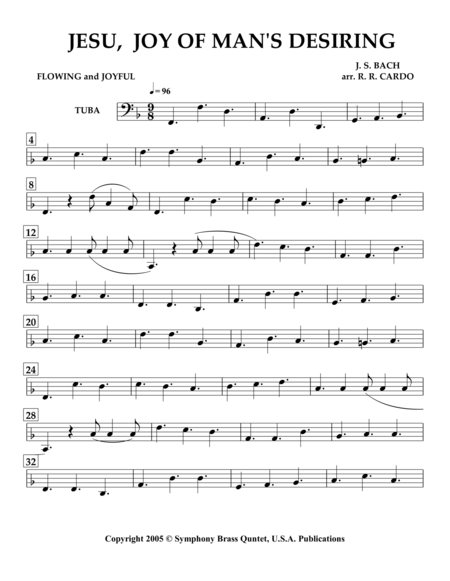 Wedding Collection: Professional Edition - 3. JESU, Joy of Man's Desiring (Tuba) [Same arrangement as in my collection titled "Easter Music"] image number null