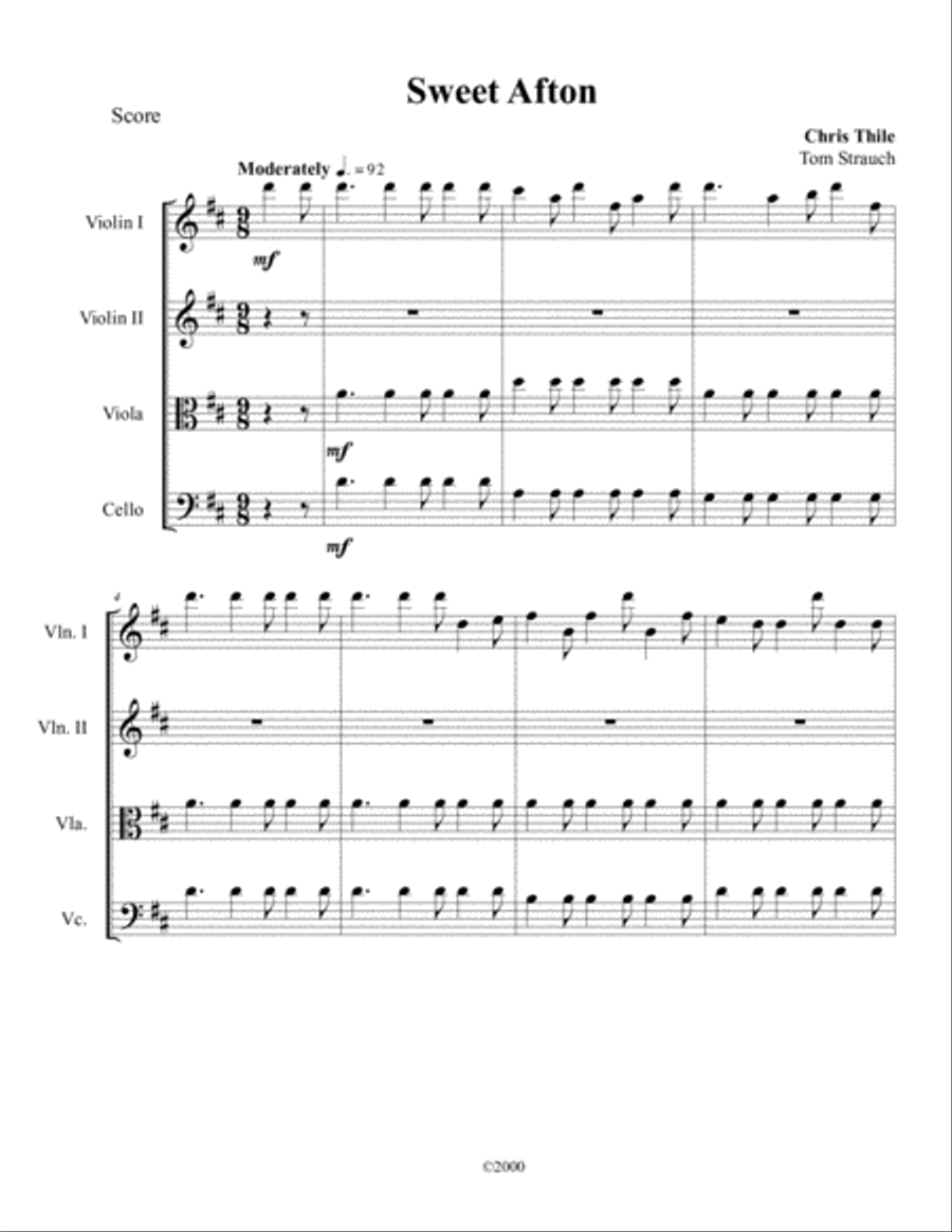 Sweet Afton String Quartet scores gallery preview page 1